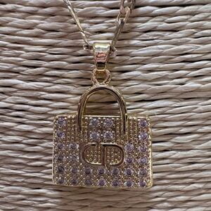 Glamorous Upcycled Gold Tone Pendant Necklace